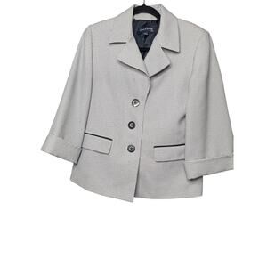 Evan Picone Black White Micro Check Blazer Size 8 Workwear Suit Jacket